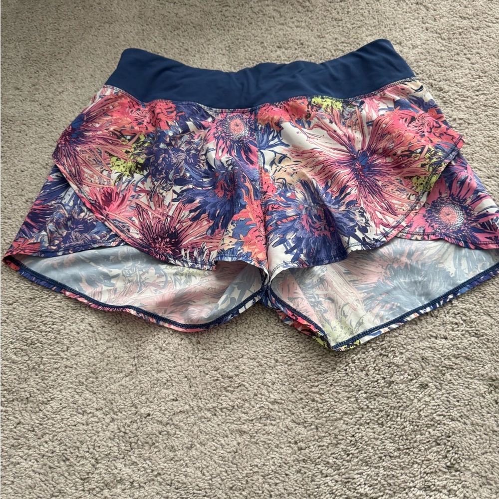CALIA by Carrie Underwood Floral Athletic Skort with Navy Waistband